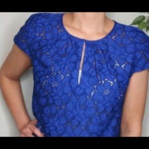 JCrew blue floral eyelet shirt